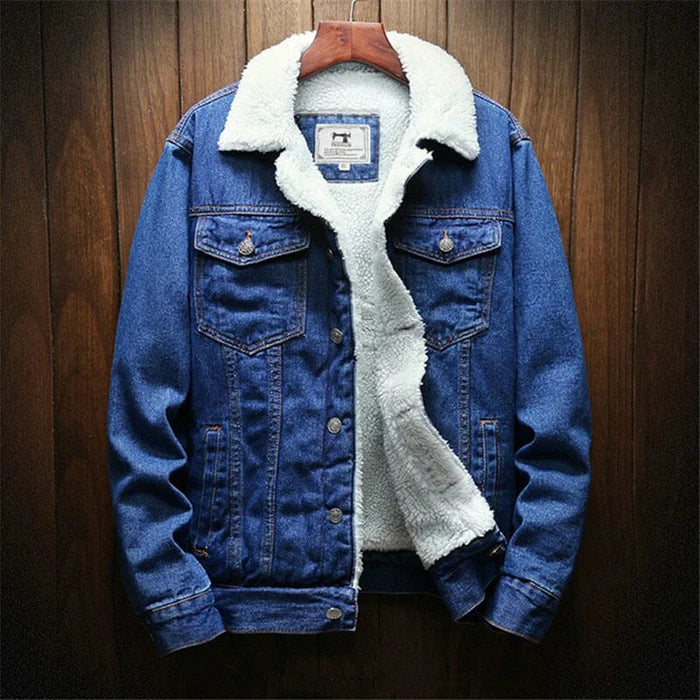 Men's Wool Lined Denim Jacket HARTTMAN HT097 in Dark Blue