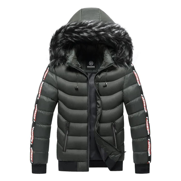 Men's Puffer Jacket with Lined Hood HARTTMAN HT112 in Green