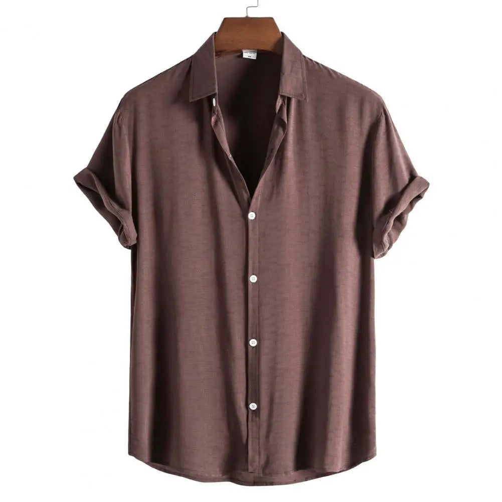 Plain Short Sleeve Shirt HARTTMAN HT082 in Brown