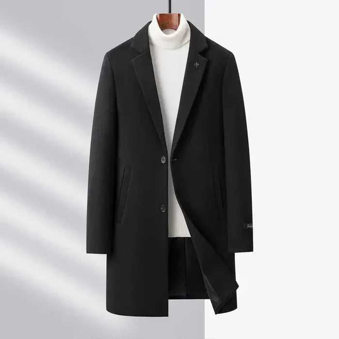 Men's Wool Overcoat HARTTMAN HT224 in Black