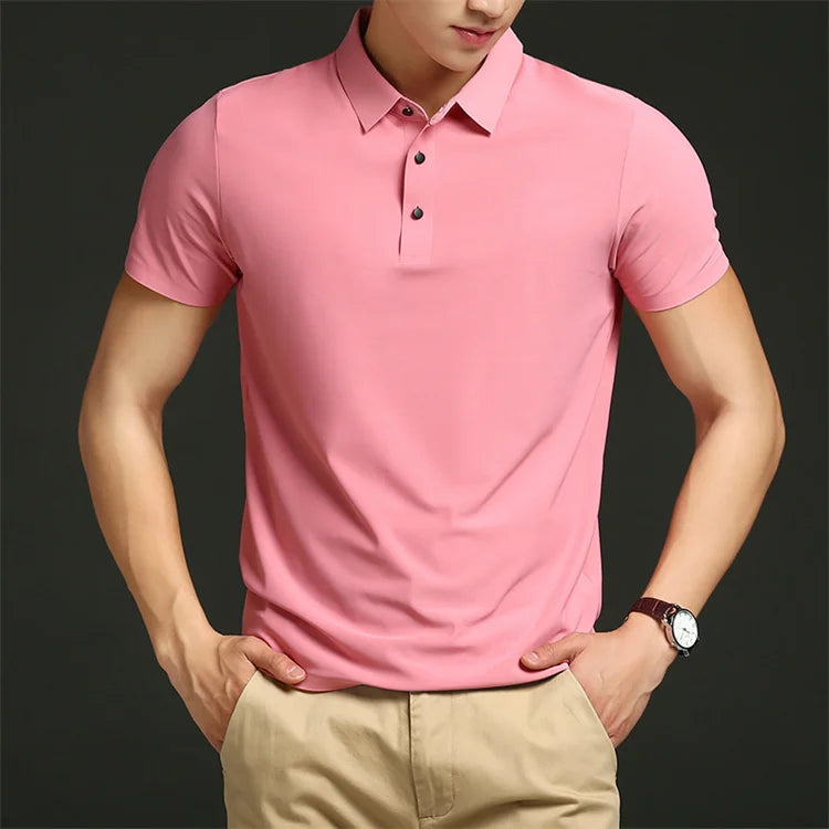 Men's Ice Silk Polo Shirt HARTTMAN HT342 in Pink