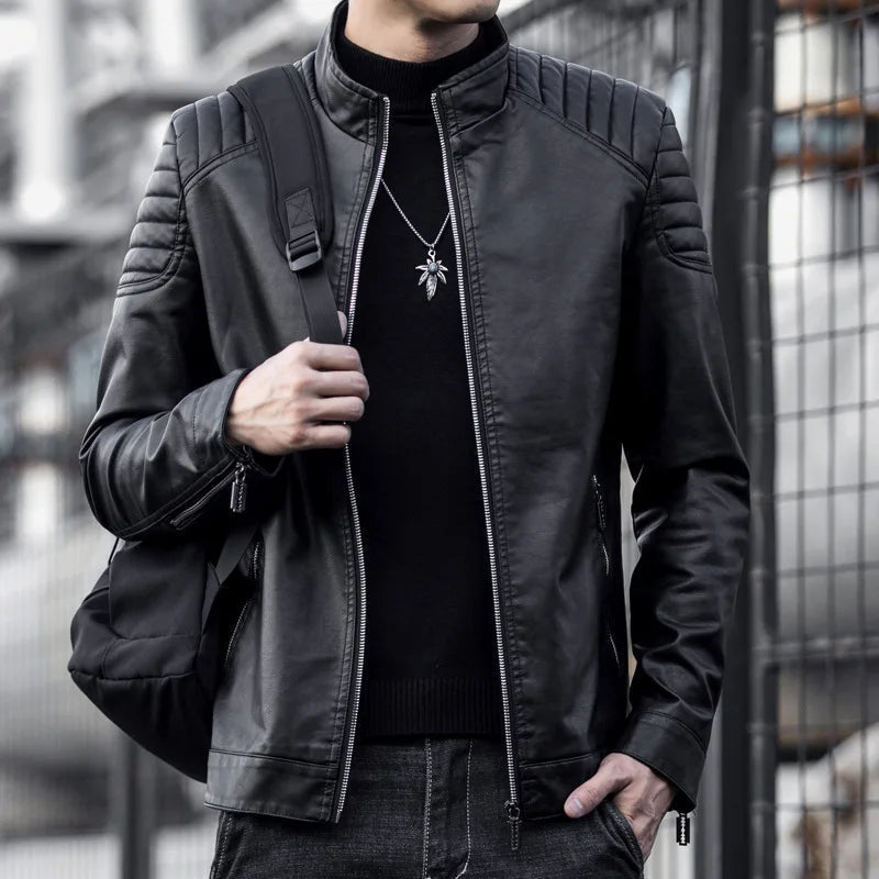 Men's Leather Biker Jacket HARTTMAN HT167 in Black