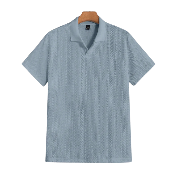 Textured Knit Polo Shirt HARTTMAN HT322 in Dusty Blue