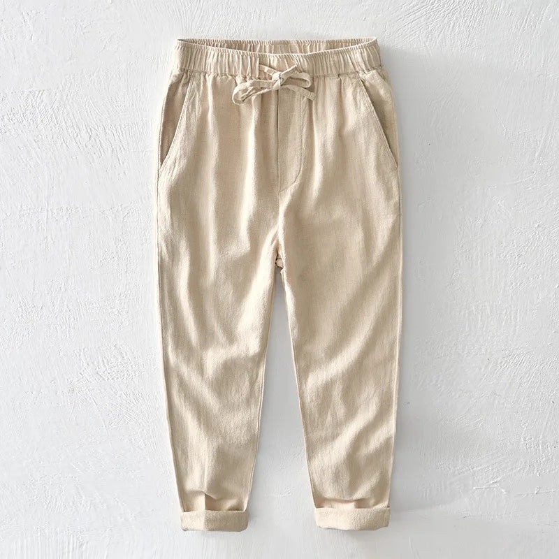 Men's Linen Trousers HARTTMAN HT377 in Khaki