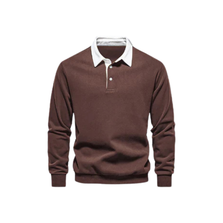 Men's Polo Collar Sweater HARTTMAN HT021 in Brown