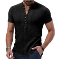 Men's Cotton and Linen Shirt HARTTMAN HT074 in Black