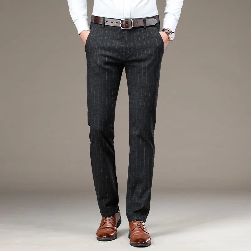 Men's Striped Formal Trousers HARTTMAN HT209 in Black