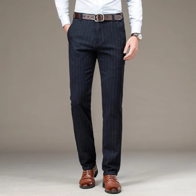 Men's Striped Formal Trousers HARTTMAN HT209 in Blue