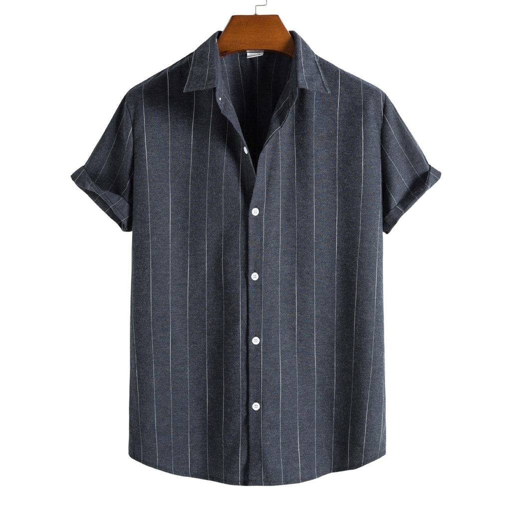 Men's Striped Cotton Shirt HARTTMAN HT401 in Navy Blue