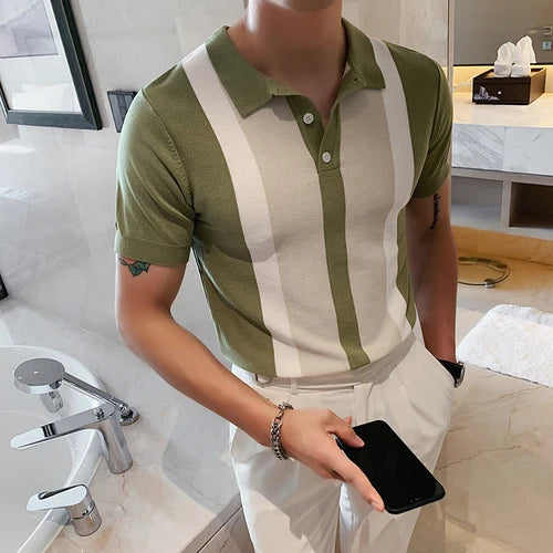 Men's Striped Shirt HARTTMAN HT092 in Green