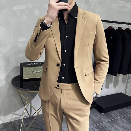 Men's Cotton Blazer HARTTMAN HT005 in Khaki
