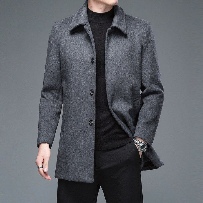 Men's Short Formal Wool Overcoat HARTTMAN HT217 in Grey