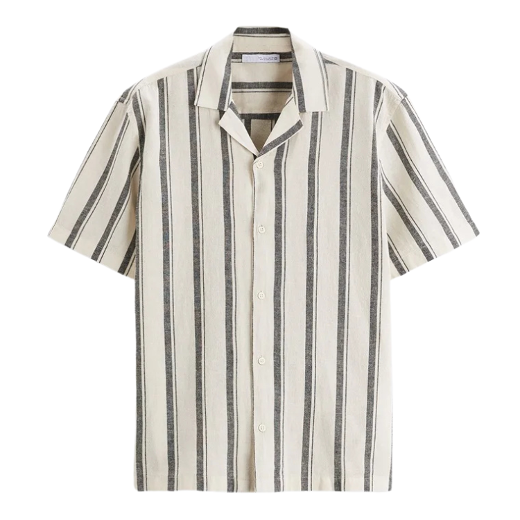 Men's Striped Linen Shirt HARTTMAN HT359 in Beige