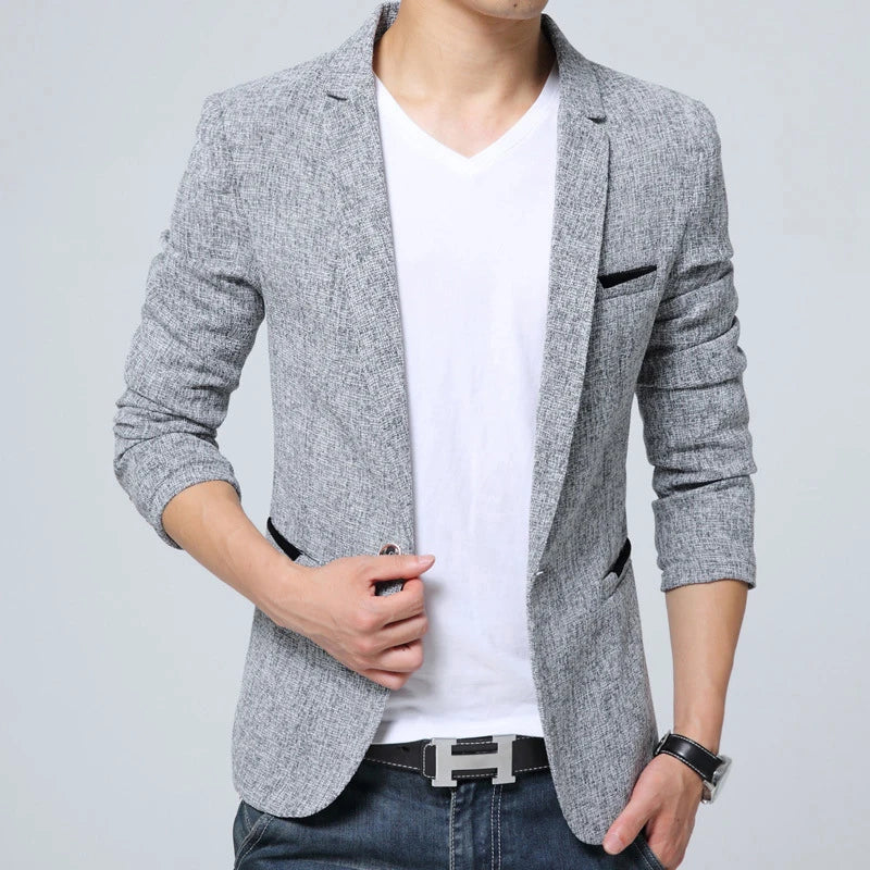 Men's Cotton Blazer HARTTMAN HT007 in Grey