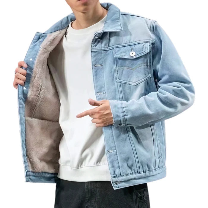 Men's Quilted Denim Jacket HARTTMAN HT094 in Light Denim