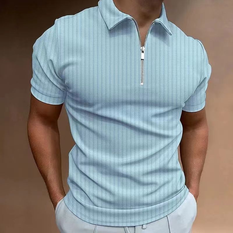 Men's Cotton Polo Shirt with Zip HARTTMAN HT101 in Blue