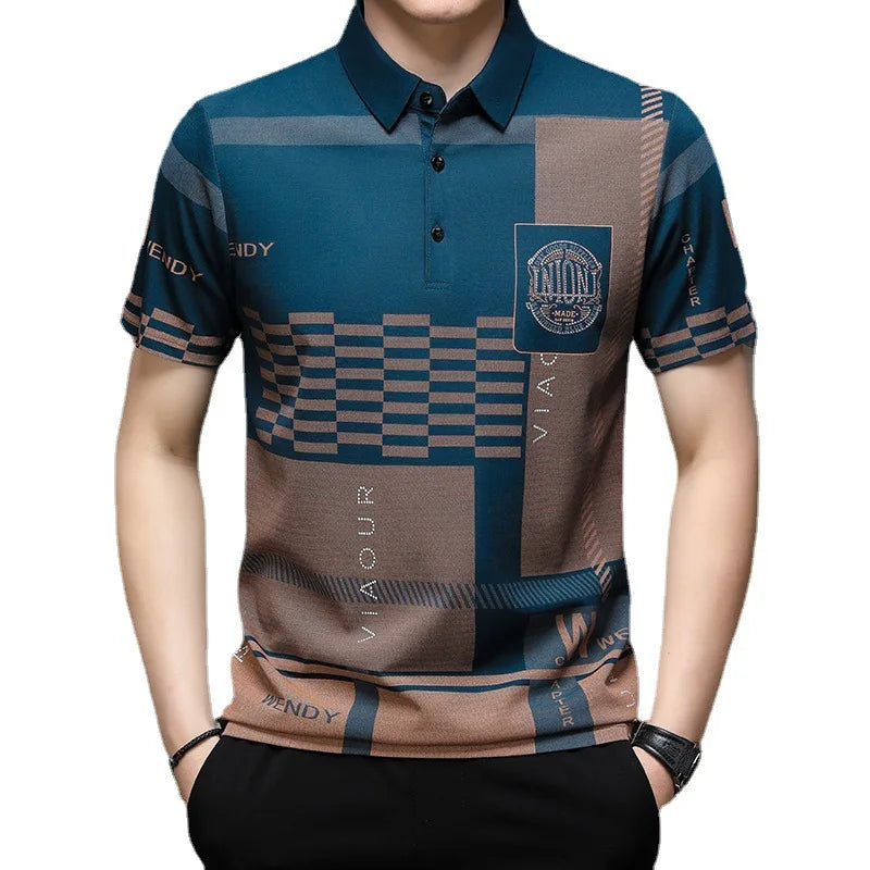 Men's Printed Polo Shirt HARTTMAN HT234 in Blue