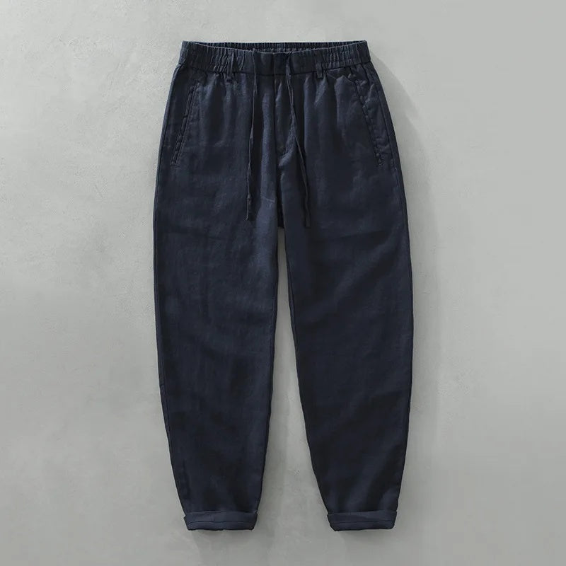 Men's Linen Trousers HARTTMAN HT378 in Blue