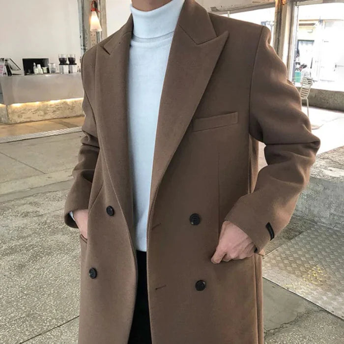 Men's Wool Overcoat HARTTMAN HT216 in Brown