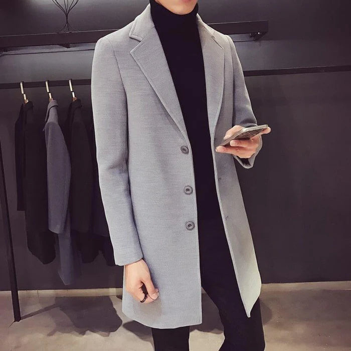 Men's Overcoat with Buttons HARTTMAN HT223 in Grey