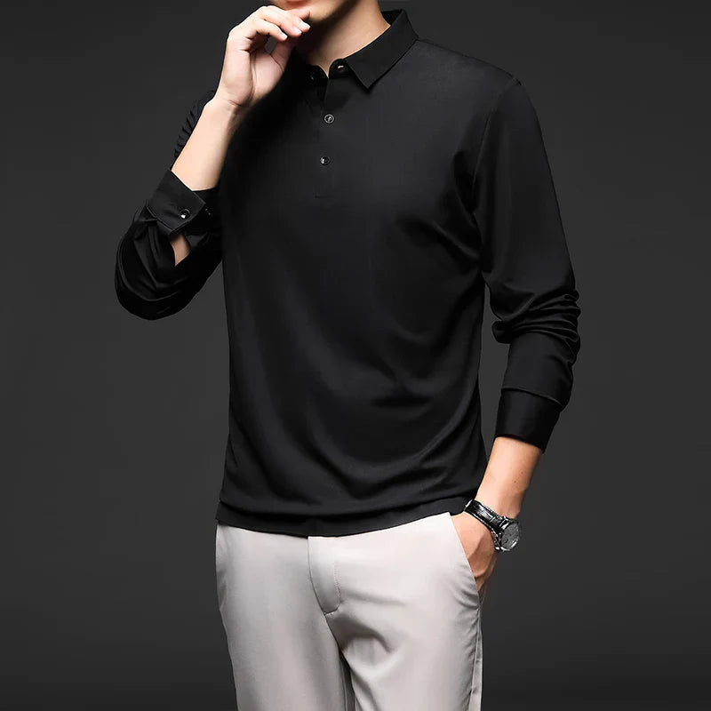 Men's Long Sleeve Polo Shirt HARTTMAN HT051 in Black