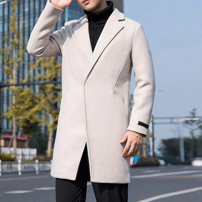Men's Wool Overcoat HARTTMAN HT214 in Off White