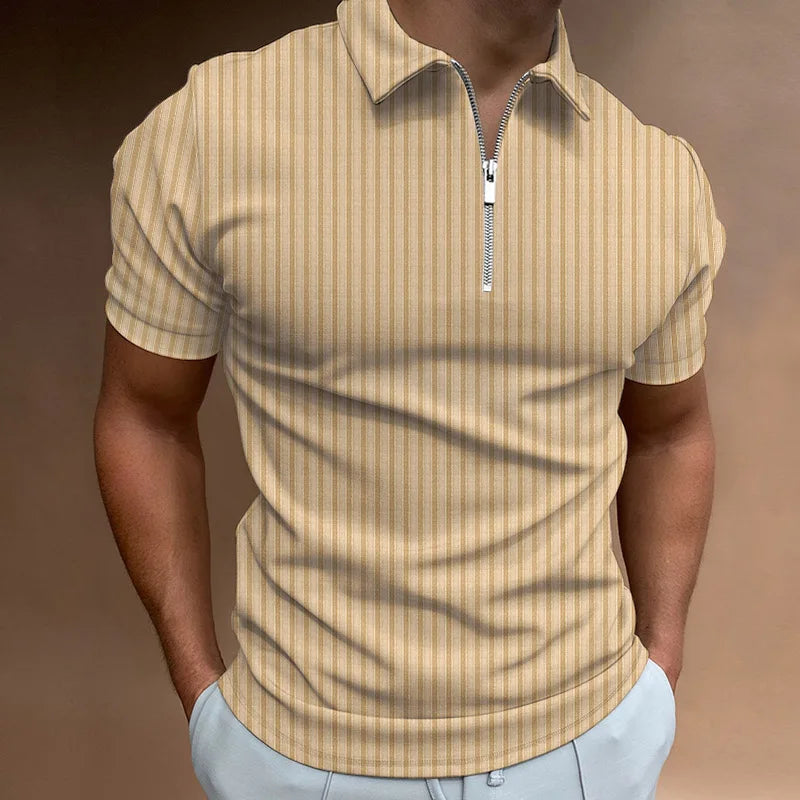 Men's Cotton Polo Shirt with Zip HARTTMAN HT101 in Khaki