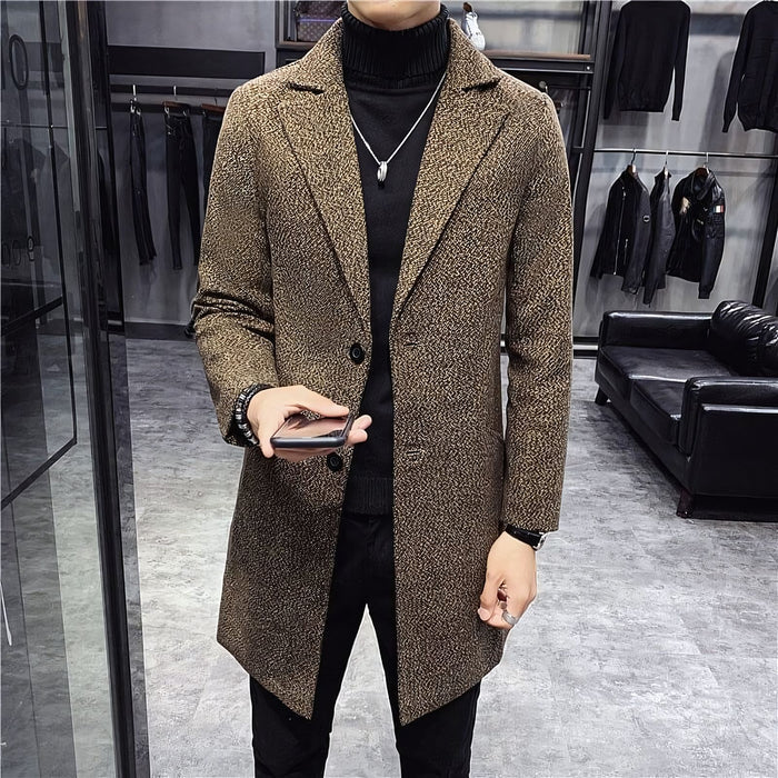 Men's Wool Overcoat HARTTMAN HT227 in Brown