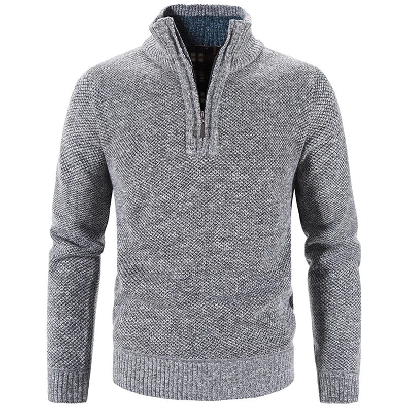 Men's Half Zip Sweater with Embroidered Collar HARTTMAN HT181 in Grey