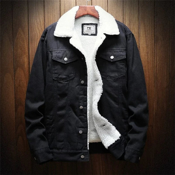 Men's Wool Lined Denim Jacket HARTTMAN HT097 in Black