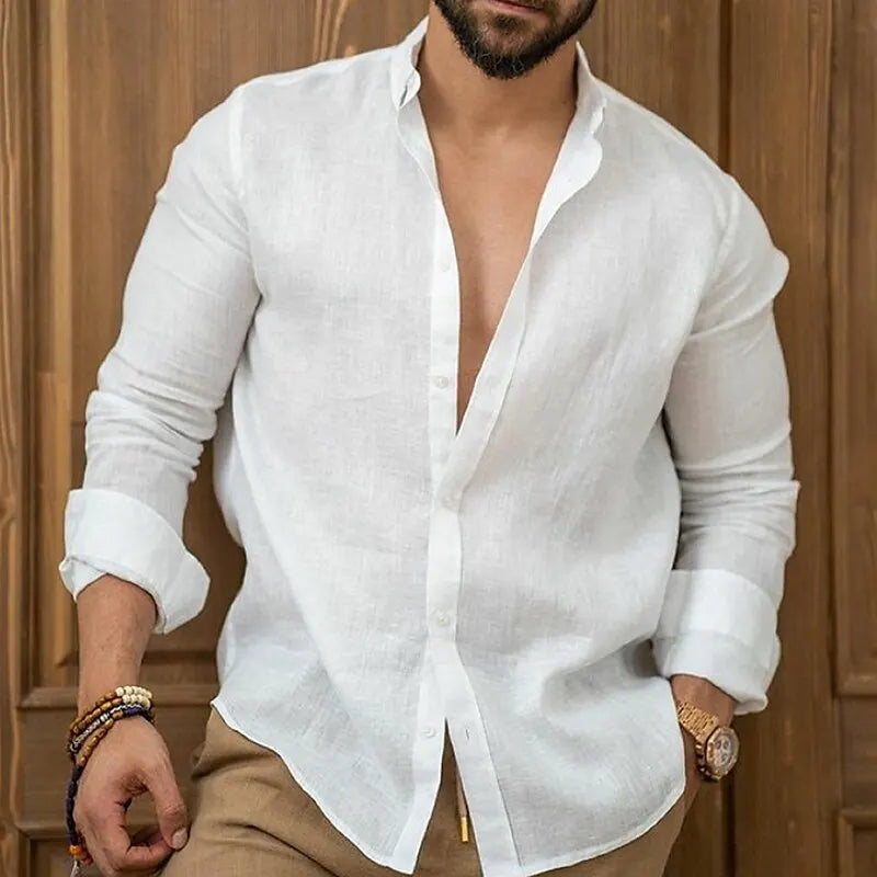 Premium Linen Shirt HARTTMAN HT337 in White