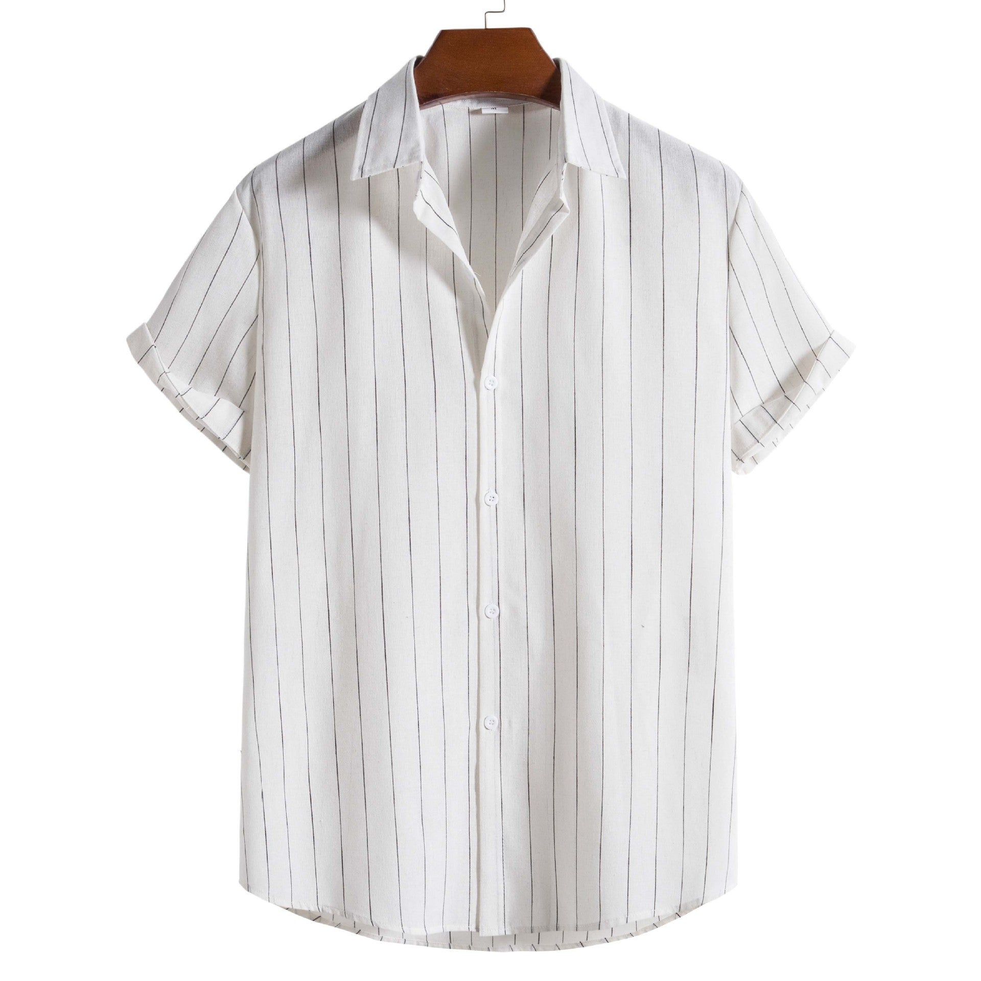Men's Striped Cotton Shirt HARTTMAN HT401 in White