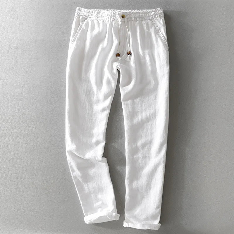 Men's Linen Trousers HARTTMAN HT379 in White