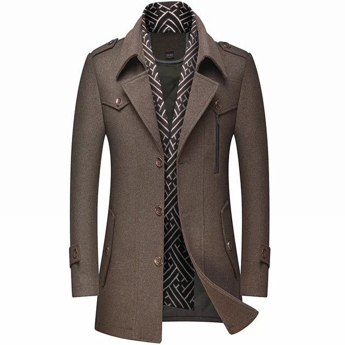 Men's Satin Overcoat HARTTMAN HT219 in Coffee