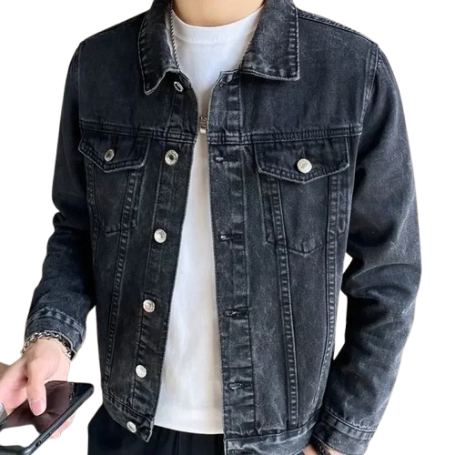 Men's Denim Jacket with Buttons HARTTMAN HT160 in Dark Blue