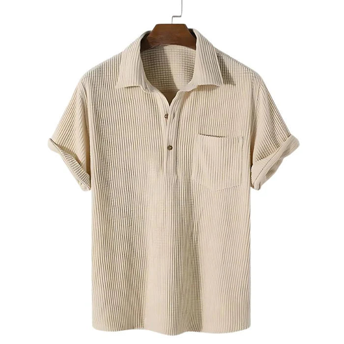 Men's Striped Cotton Shirt HARTTMAN HT125 in Beige