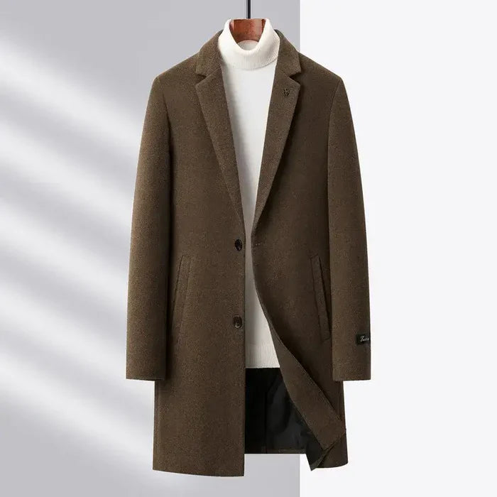 Men's Wool Overcoat HARTTMAN HT224 in Coffee