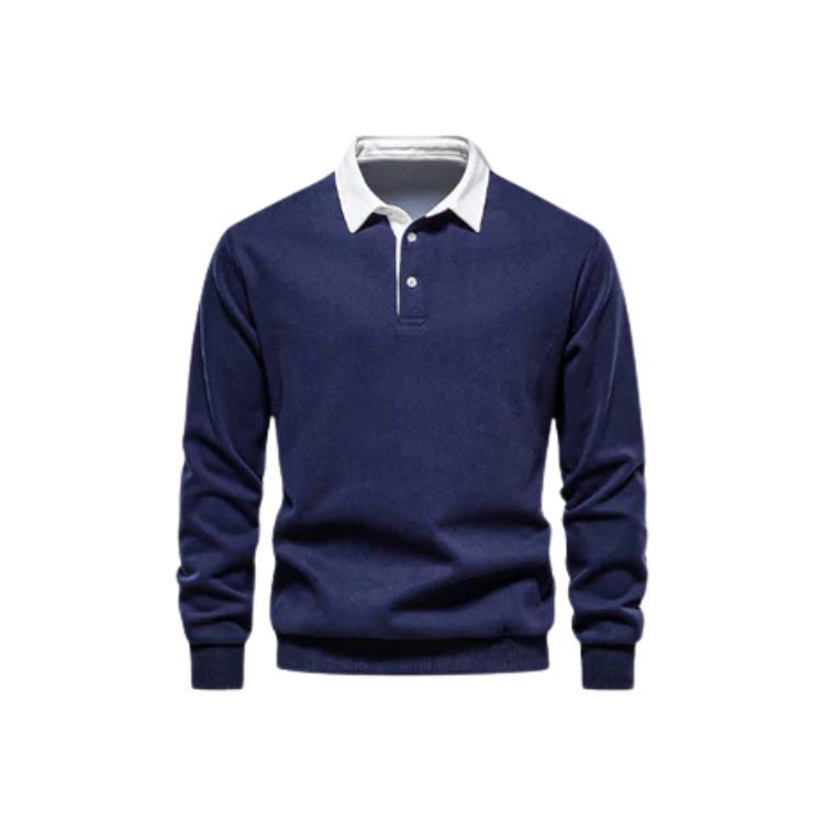Men's Polo Collar Sweater HARTTMAN HT021 in Navy Blue