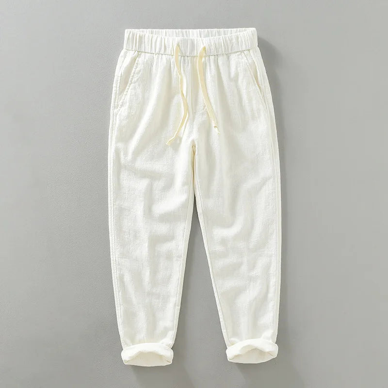 Men's Linen Trousers HARTTMAN HT323 in White