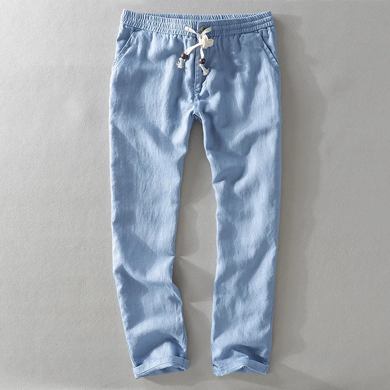 Men's Linen Trousers HARTTMAN HT379 in Blue