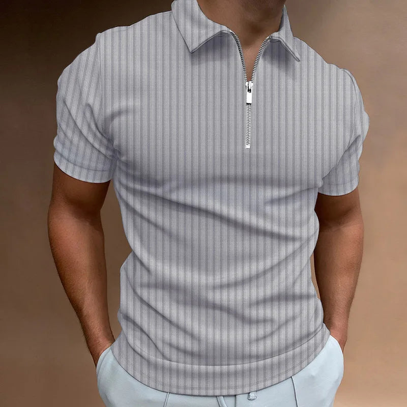 Men's Cotton Polo Shirt with Zip HARTTMAN HT101 in Grey