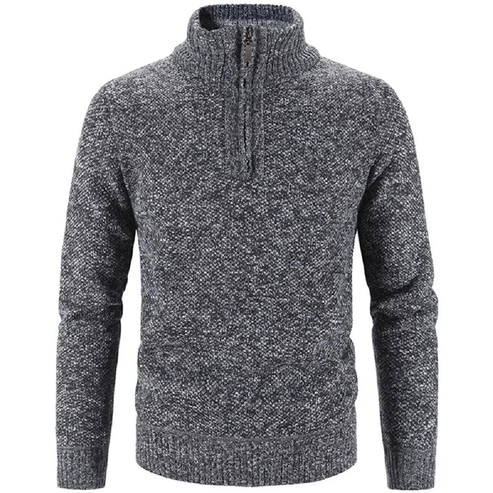 Men's Half Zip Sweater with Embroidered Collar HARTTMAN HT181 in Dark Grey