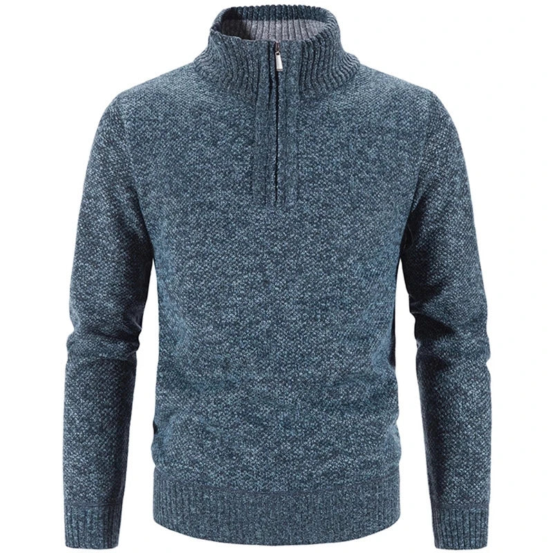 Men's Half Zip Sweater with Embroidered Collar HARTTMAN HT181 in Blue