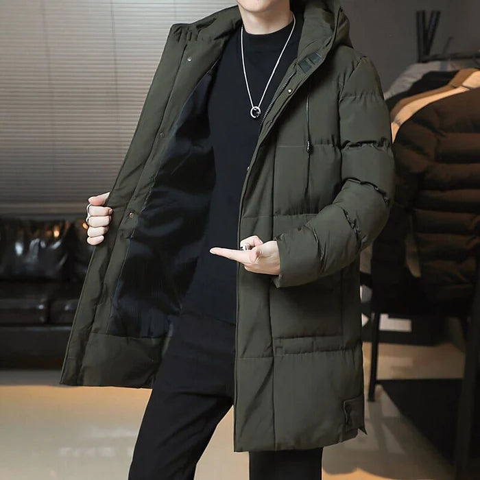 Men's Wool Puffer Overcoat HARTTMAN HT215 in Green