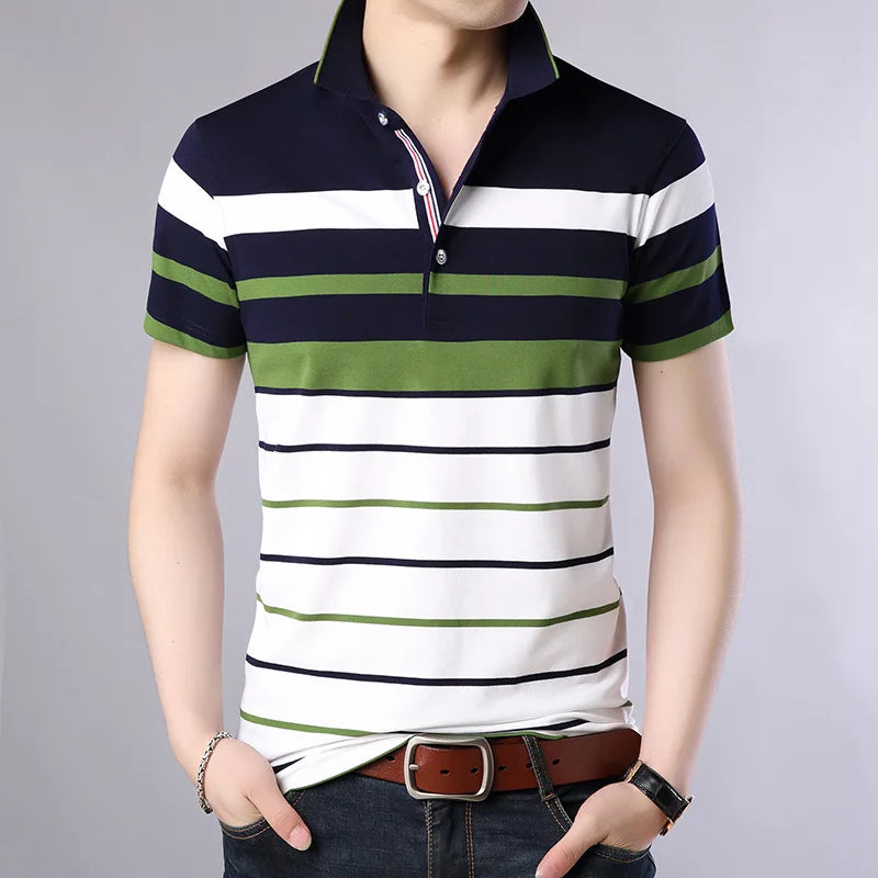 Men's Striped Polo Shirt HARTTMAN HT108 in Green
