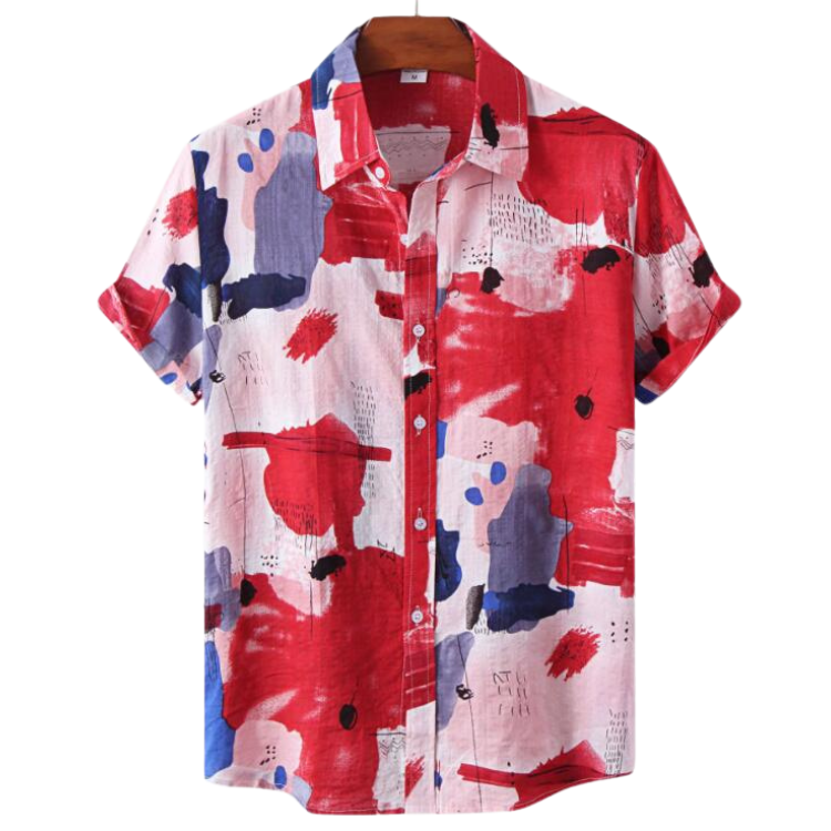Men's Printed Cotton Shirt HARTTMAN HT402 in Red
