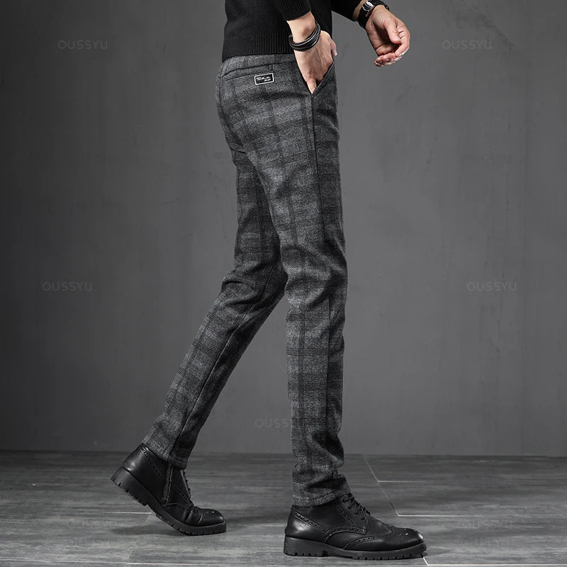 Men's Check Trousers HARTTMAN HT072 in Grey