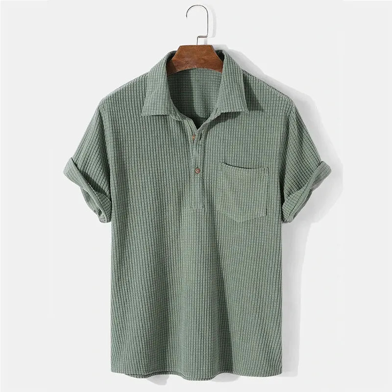 Men's Striped Cotton Shirt HARTTMAN HT125 in Green