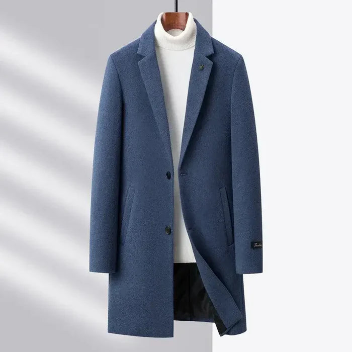 Men's Wool Overcoat HARTTMAN HT224 in Blue