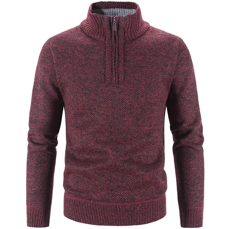Men's Half Zip Sweater with Embroidered Collar HARTTMAN HT181 in Red